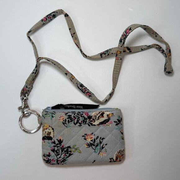 Vera Bradley Hedgehog Wild Floral Print Zip ID Case & Breakaway Lanyard - Picture 3 of 3